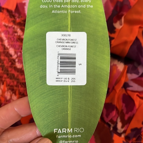 Farm Rio chevron forest orange mini dress NWT $255 - Picture 5 of 15